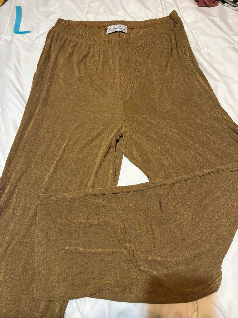 Carolyn Strauss Wide-Leg Knit Pants in Brown